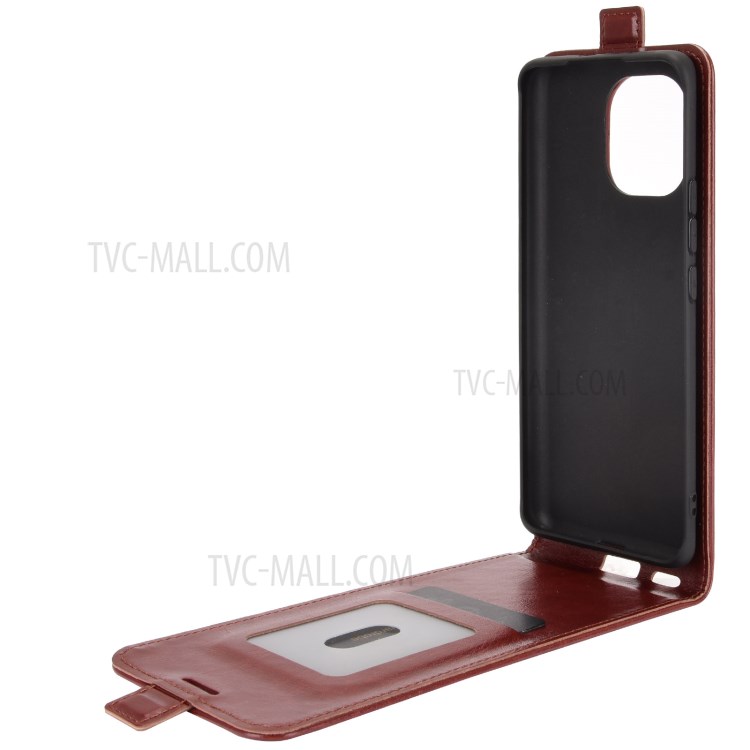 Crazy Horse Leather Protector Case Vertical Flip Phone Cover with Card Slot for Xiaomi Mi 11 - Brown-4