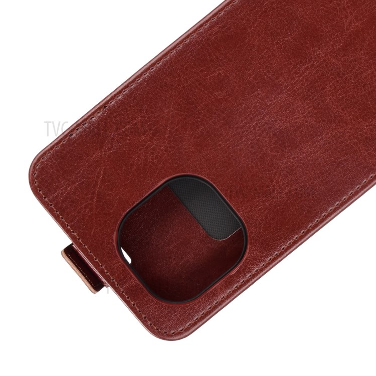 Crazy Horse Leather Protector Case Vertical Flip Phone Cover with Card Slot for Xiaomi Mi 11 - Brown-5
