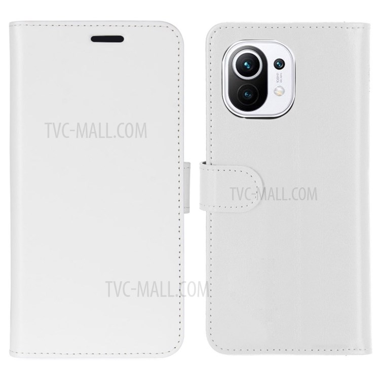 Crazy Horse Leather Wallet Stand Case for Xiaomi Mi 11 - White-1
