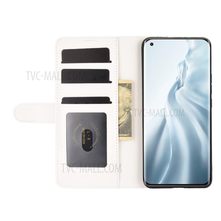 Crazy Horse Leather Wallet Stand Case for Xiaomi Mi 11 - White-2