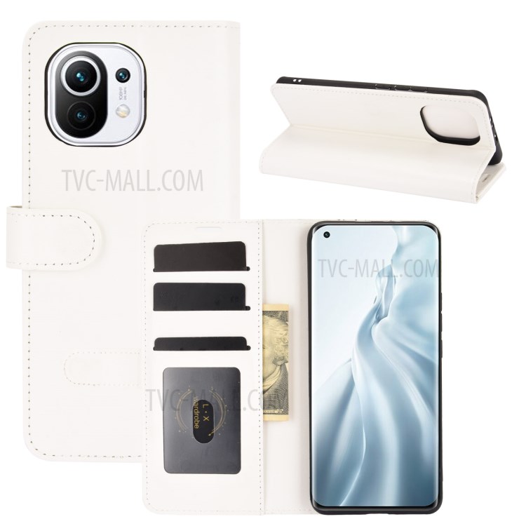 Crazy Horse Leather Wallet Stand Case for Xiaomi Mi 11 - White-8