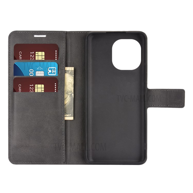 Magnetic Clasp Leather Shockproof Phone Case Wallet Stand Cover for Xiaomi Mi 11 - Black-5