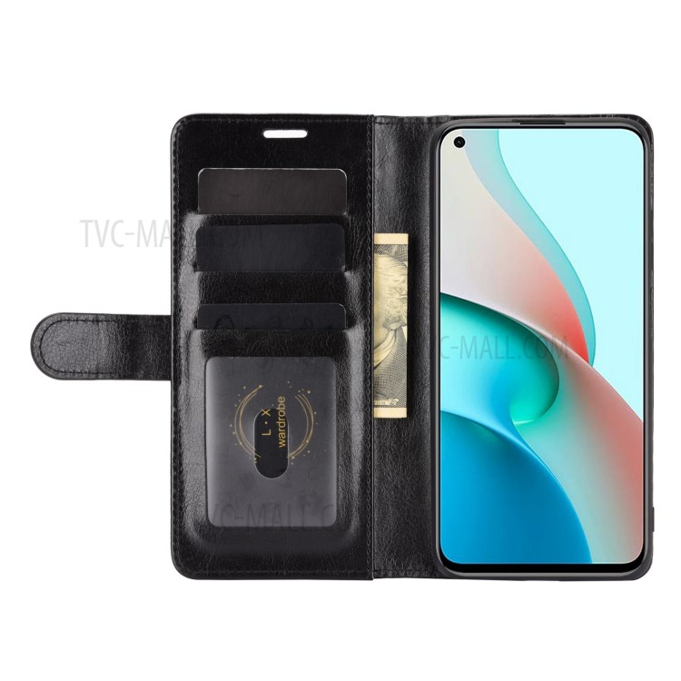 Crazy Horse Leather Wallet Stand Case for Xiaomi Redmi Note 9 5G / Redmi Note 9T 5G - Black-2