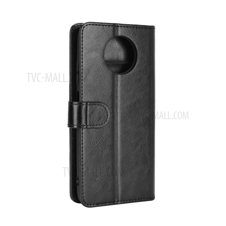 Crazy Horse Leather Wallet Stand Case for Xiaomi Redmi Note 9 5G / Redmi Note 9T 5G - Black-6
