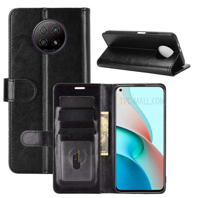 Crazy Horse Leather Wallet Stand Case for Xiaomi Redmi Note 9 5G / Redmi Note 9T 5G - Black-8