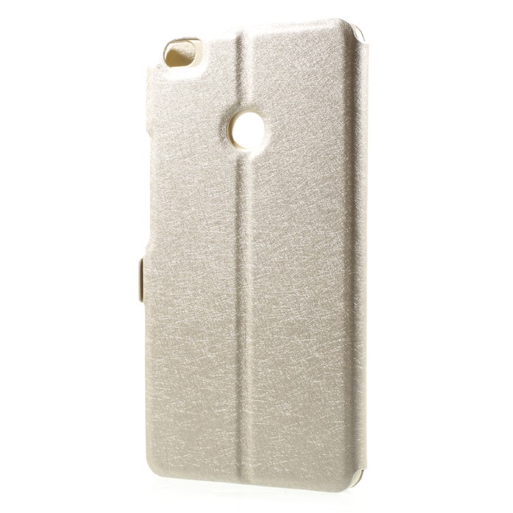 Silk Texture Dual Window Leather Stand Shell for Xiaomi Mi Max 2 - Gold-2