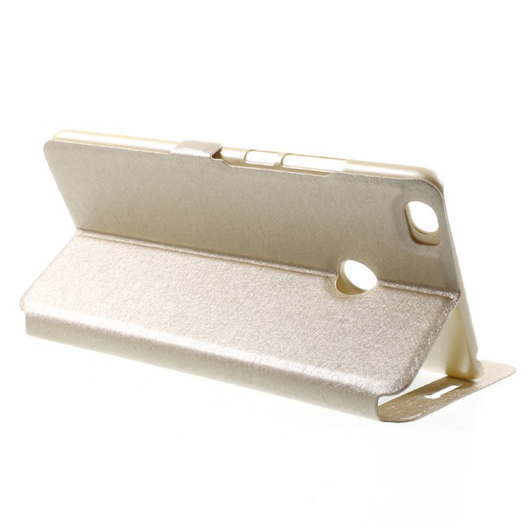 Silk Texture Dual Window Leather Stand Shell for Xiaomi Mi Max 2 - Gold-4
