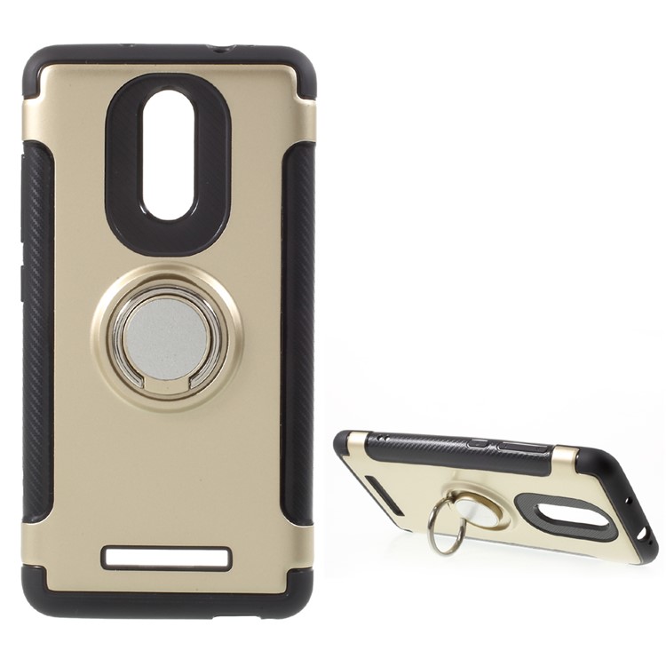 Magnetic Ring Holder TPU PC Back Case for Xiaomi Redmi Note 3 / Note 3 Pro - Gold-1