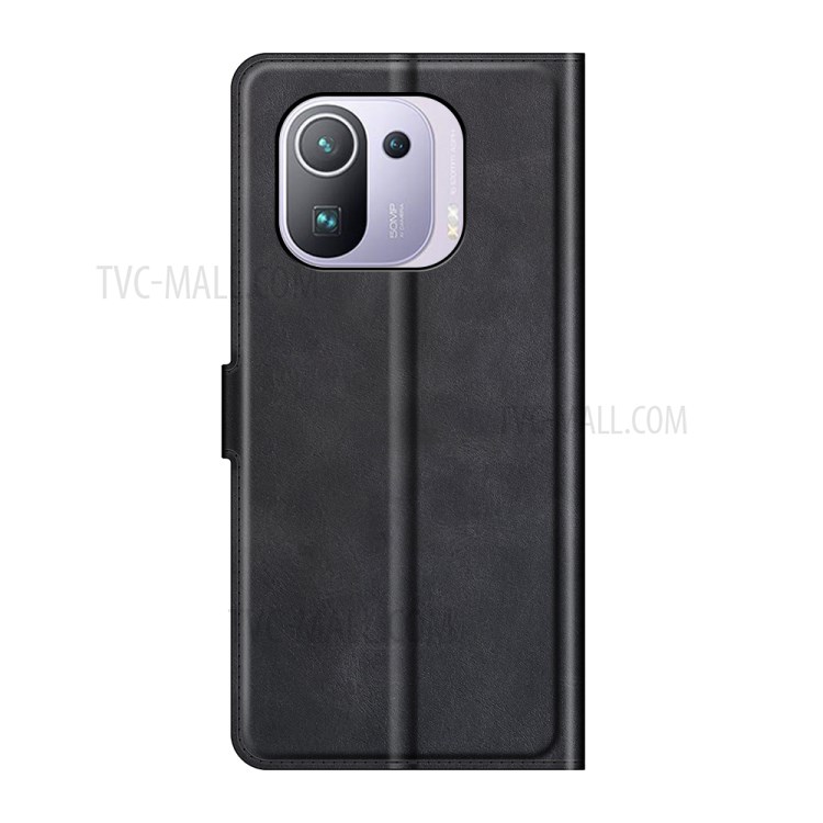 Magnetic Clasp Shockproof Phone Case Wallet Stand Flip Leather Cover for Xiaomi Mi 11 Pro - Black-3
