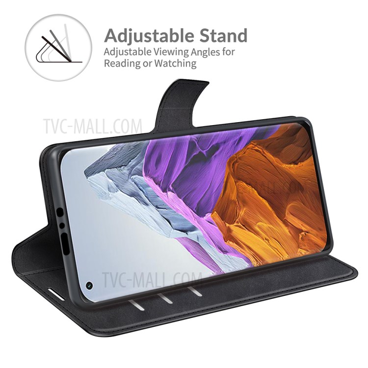 Magnetic Clasp Shockproof Phone Case Wallet Stand Flip Leather Cover for Xiaomi Mi 11 Pro - Black-5