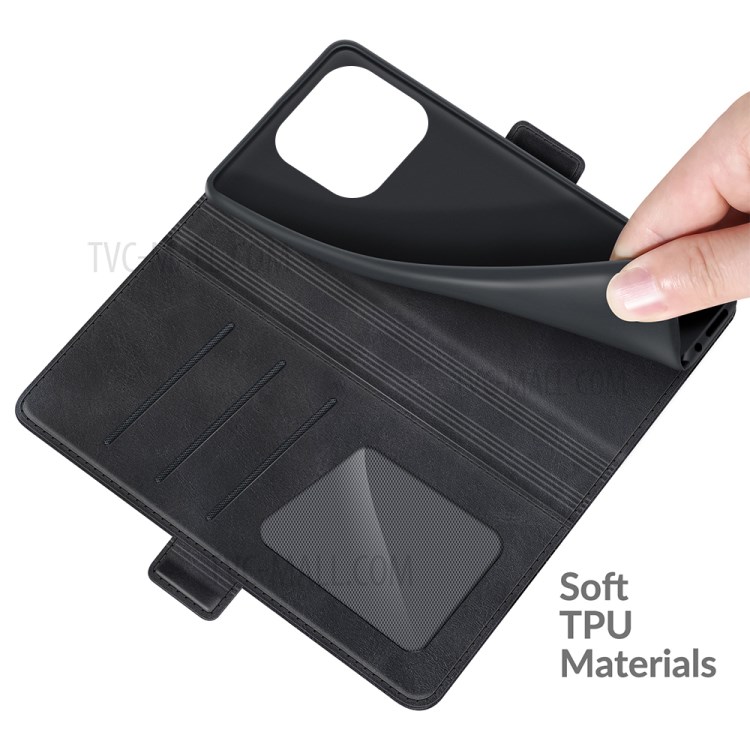 Magnetic Double Clasp PU Leather Wallet Stand Case Flip Cover for Xiaomi Mi 11 Pro - Black-7