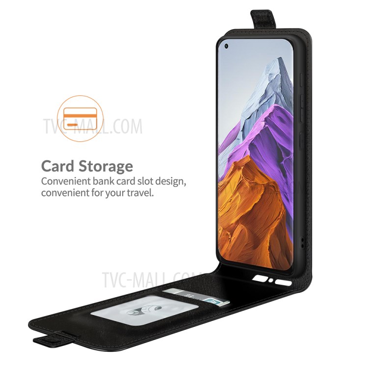 Crazy Horse Leather Protector Case Vertical Flip Phone Cover with Card Slot for Xiaomi Mi 11 Pro - Black-4