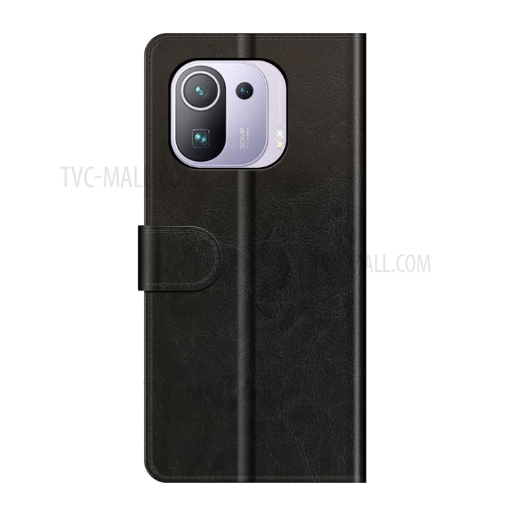 Crazy Horse Texture Leather Wallet Case for Xiaomi Mi 11 Pro - Black-3