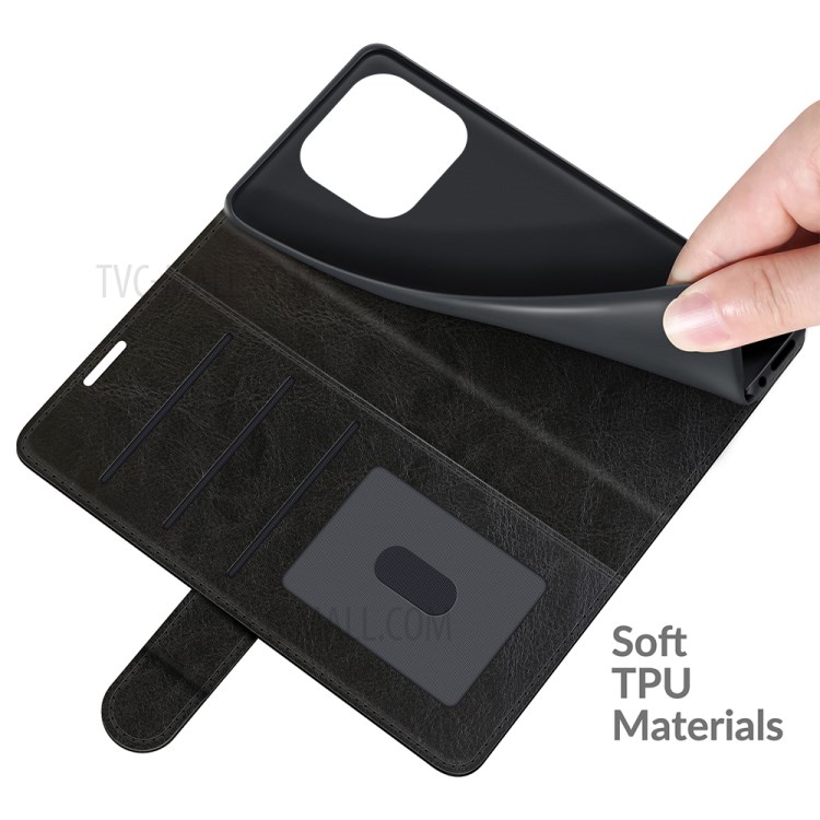 Crazy Horse Texture Leather Wallet Case for Xiaomi Mi 11 Pro - Black-7