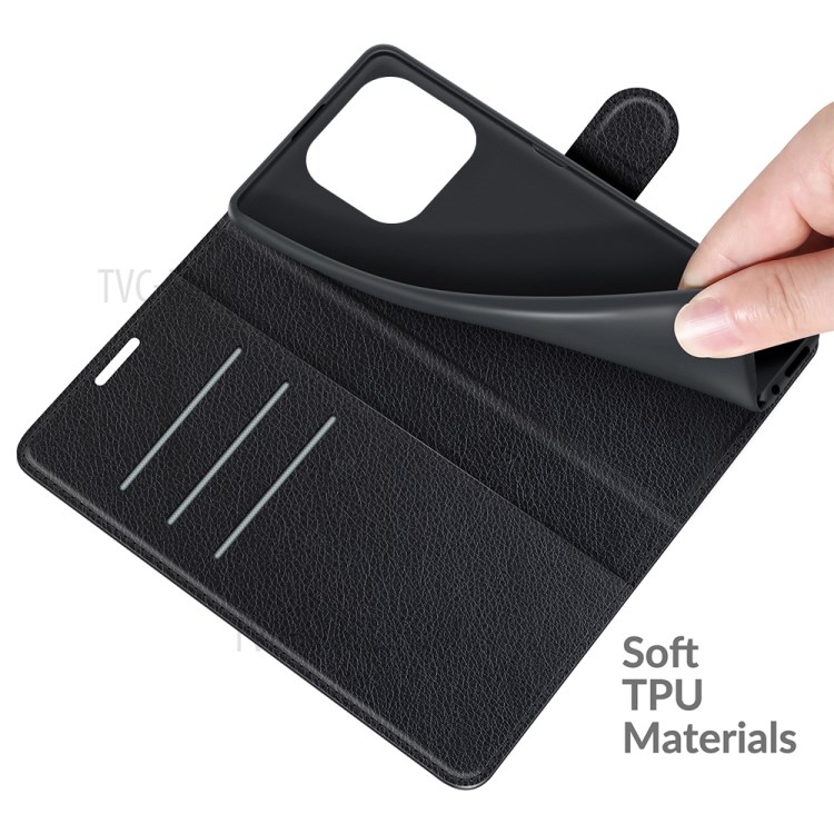 Wallet Design Litchi Texture Leather Phone Case Folio Flip Cover with Stand for Xiaomi Mi 11 Pro - Black-7