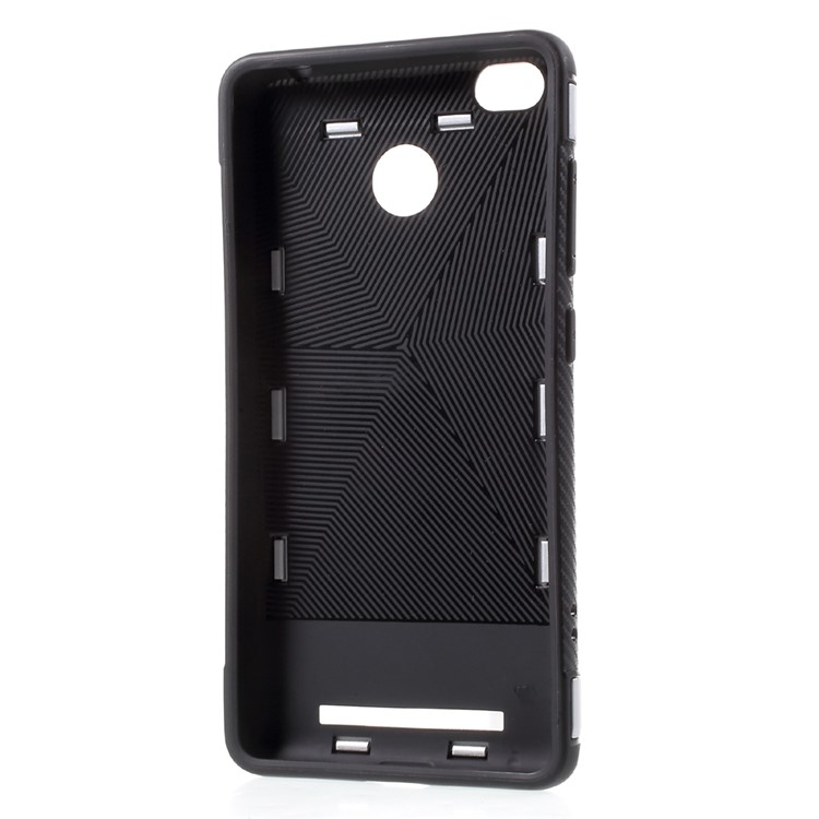 Magnetic Ring TPU PC Hybrid Case with Kickstand for Xiaomi Redmi 3s - Silver-4