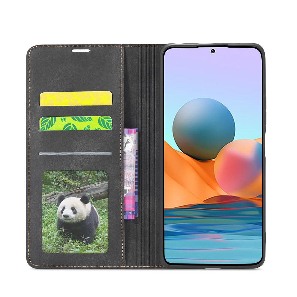 FORWENW Fantasy Series Silky Touch Leather Wallet Case for Xiaomi Redmi Note 10 Pro / Redmi Note 10 Pro Max - Black-5