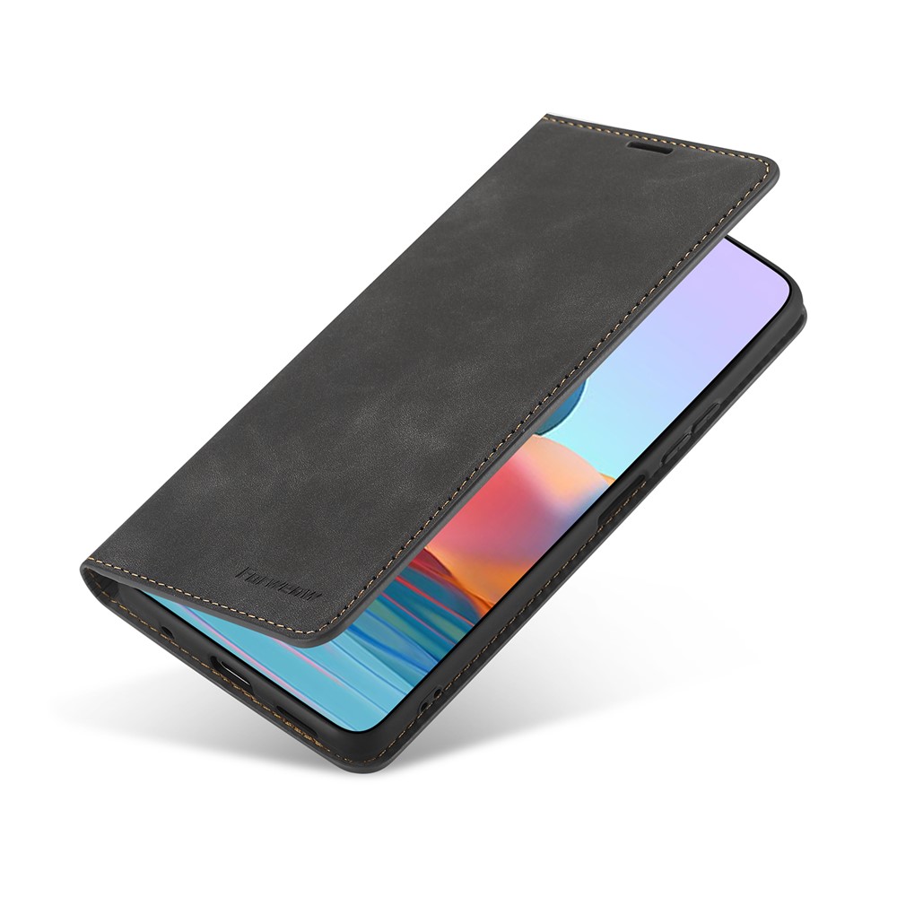 Forwenw Fantasy Series Silky Touch Wallet Capa Carteira Para Xiaomi Redmi Nota 10 Pro / Redmi Nota 10 Pro Max - Preto