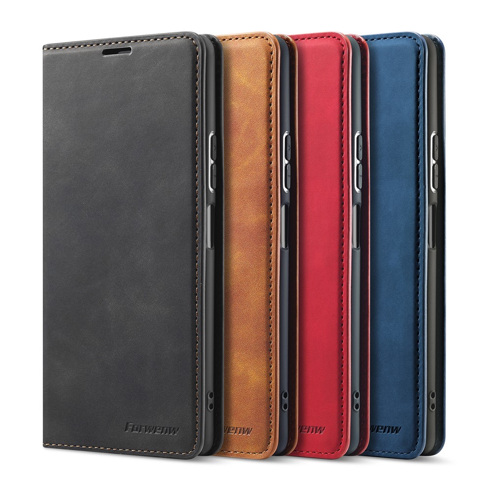 FORWENW Fantasy Series Silky Touch Leather Wallet Case for Xiaomi Redmi Note 10 Pro / Redmi Note 10 Pro Max - Black-9