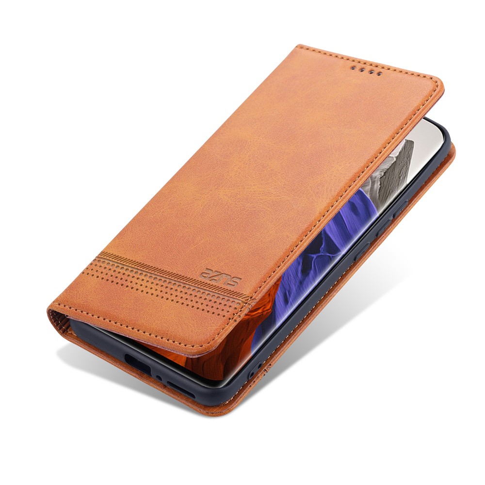 AZNS Auto-absorbed Magnetic Leather Case Stand Wallet Phone Shell for Xiaomi Mi 11 Pro - Brown-10
