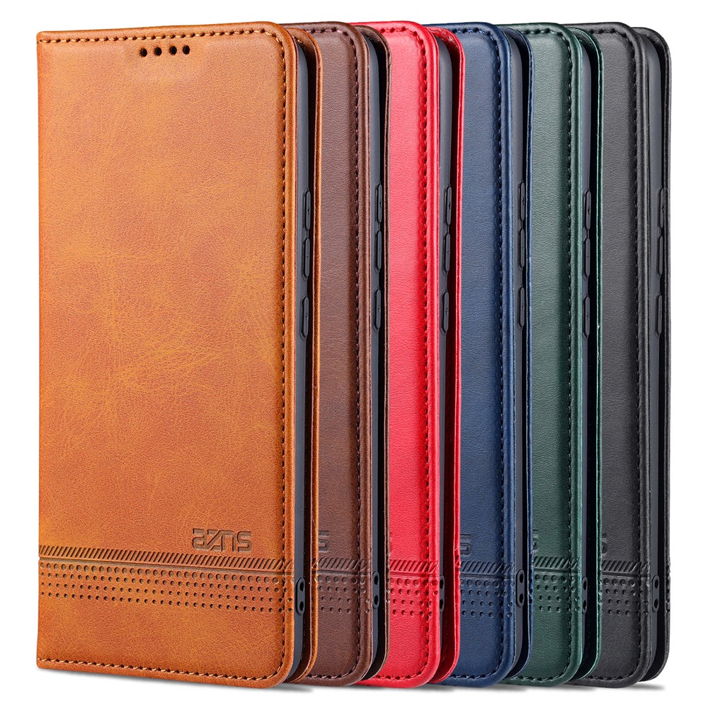 AZNS Auto-absorbed Magnetic Leather Case Stand Wallet Phone Shell for Xiaomi Mi 11 Pro - Brown-12