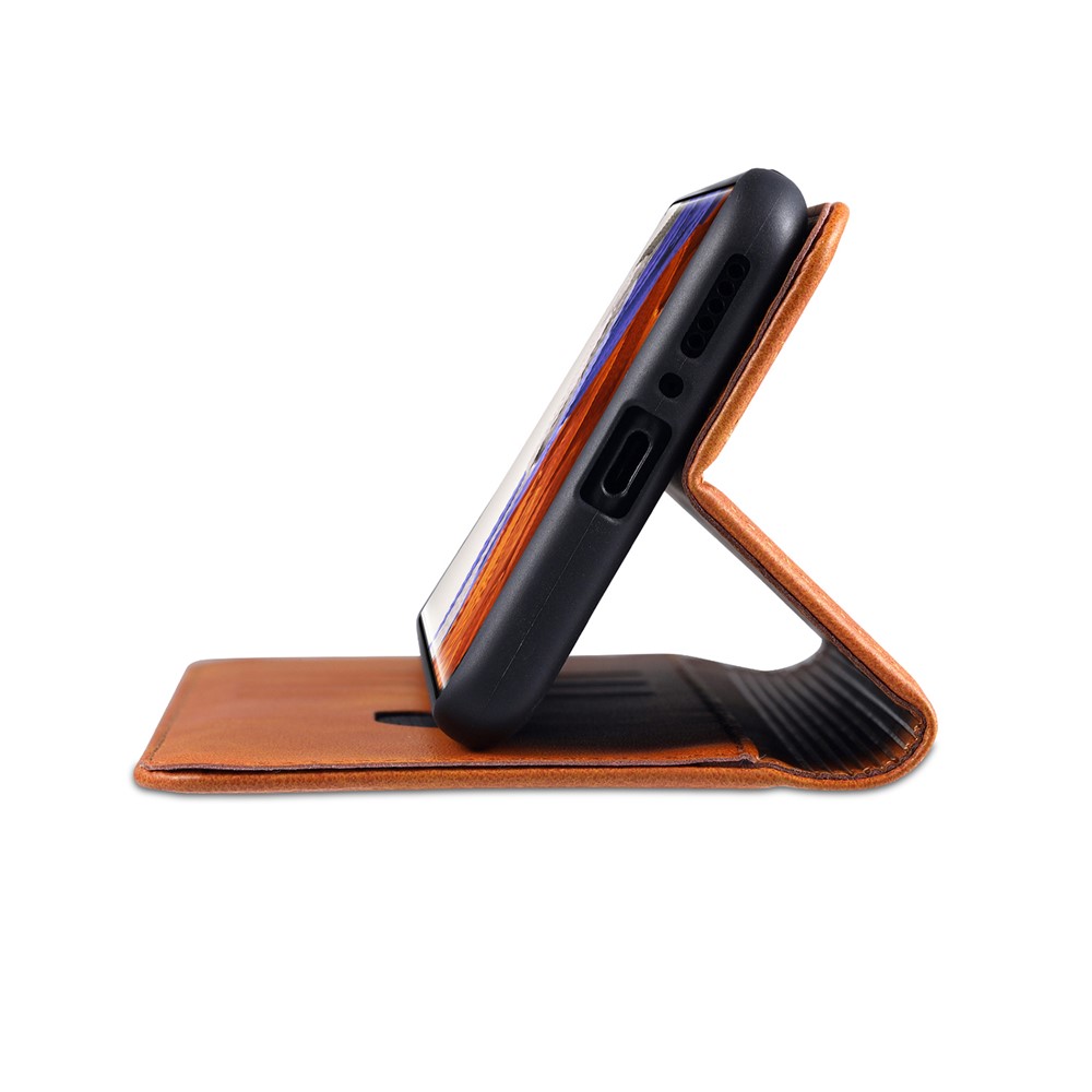 AZNS Auto-absorbed Magnetic Leather Case Stand Wallet Phone Shell for Xiaomi Mi 11 Pro - Brown-7