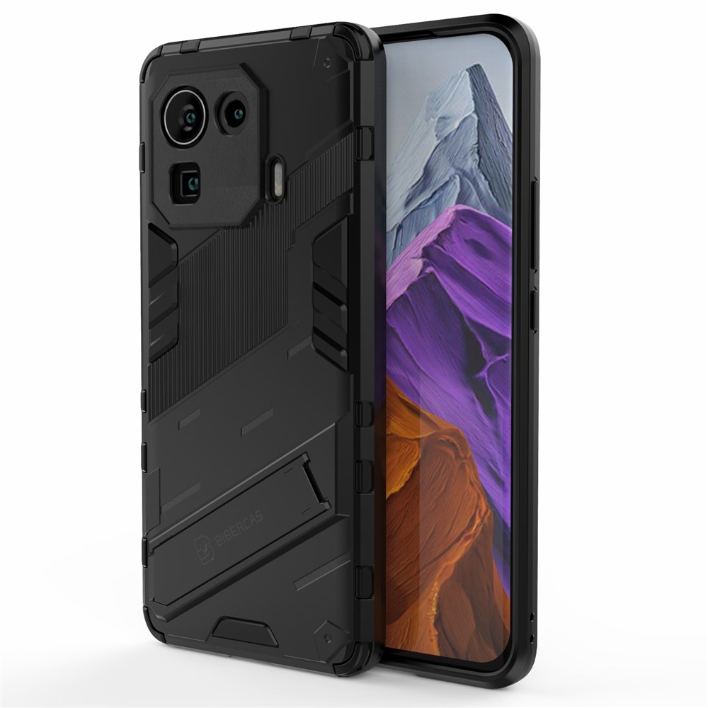 Kickstand Design PC + TPU Anti-Drop Hybrid Phone Case Cover for Xiaomi Mi 11 Pro - Black-1