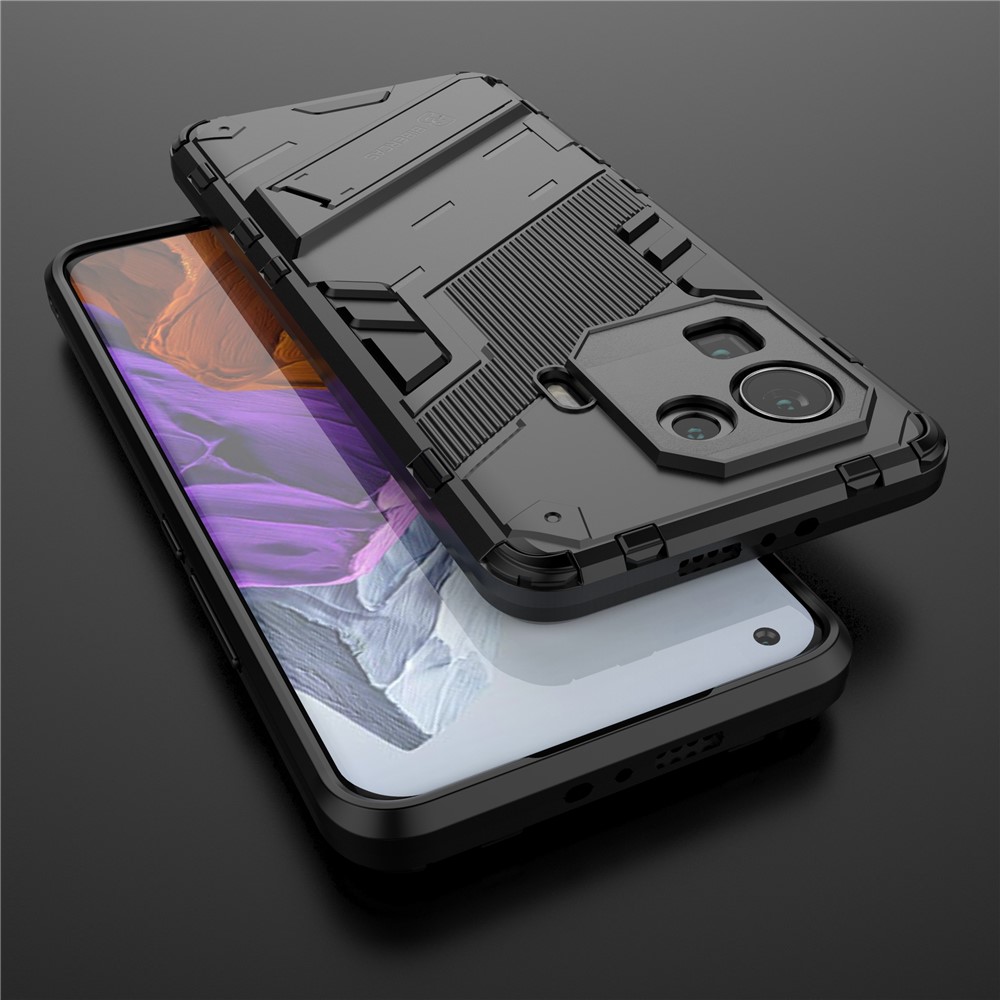 Kickstand Design PC + TPU Anti-Drop Hybrid Phone Case Cover for Xiaomi Mi 11 Pro - Black-10