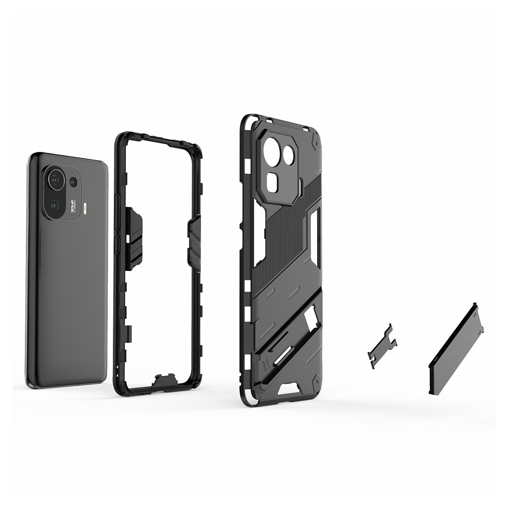 Kickstand Design PC + TPU Anti-Drop Hybrid Phone Case Cover for Xiaomi Mi 11 Pro - Black-5