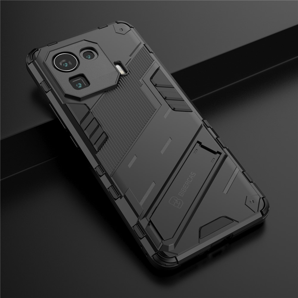 Kickstand Design PC + TPU Anti-Drop Hybrid Phone Case Cover for Xiaomi Mi 11 Pro - Black-9