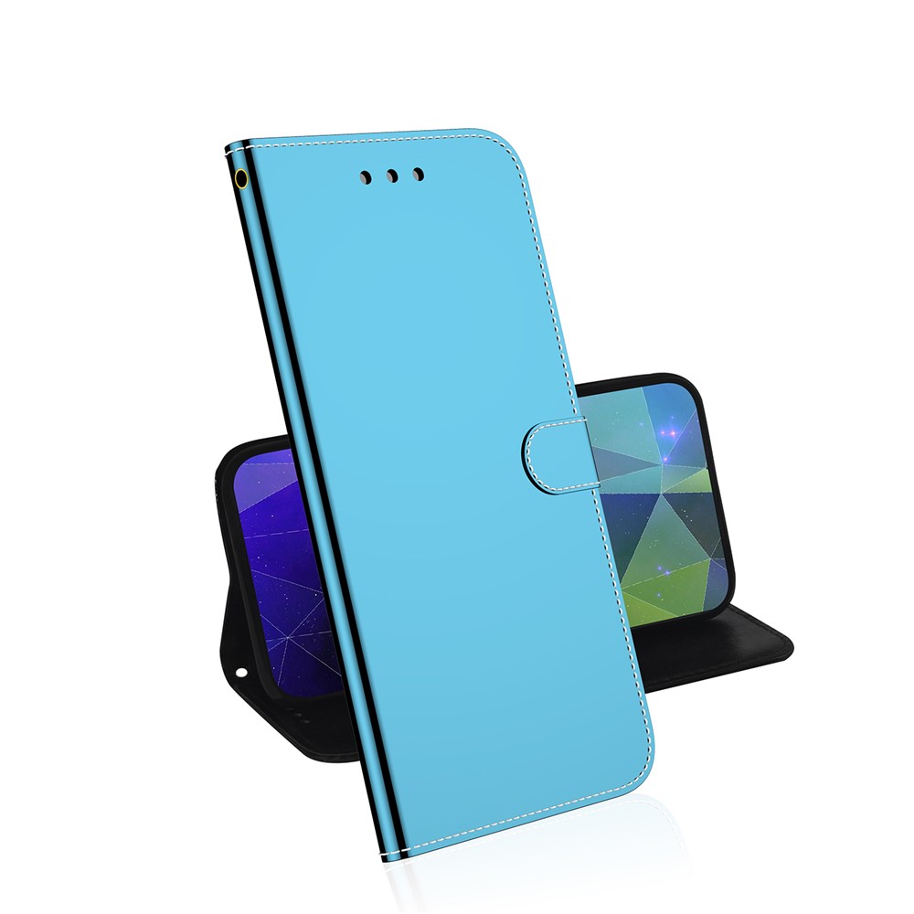 Mirror-like Surface Wallet Stand Leather Case for Xiaomi Redmi K40 / Redmi K40 Pro / Redmi K40 Pro+ / Mi 11i / Poco F3 - Blue-5