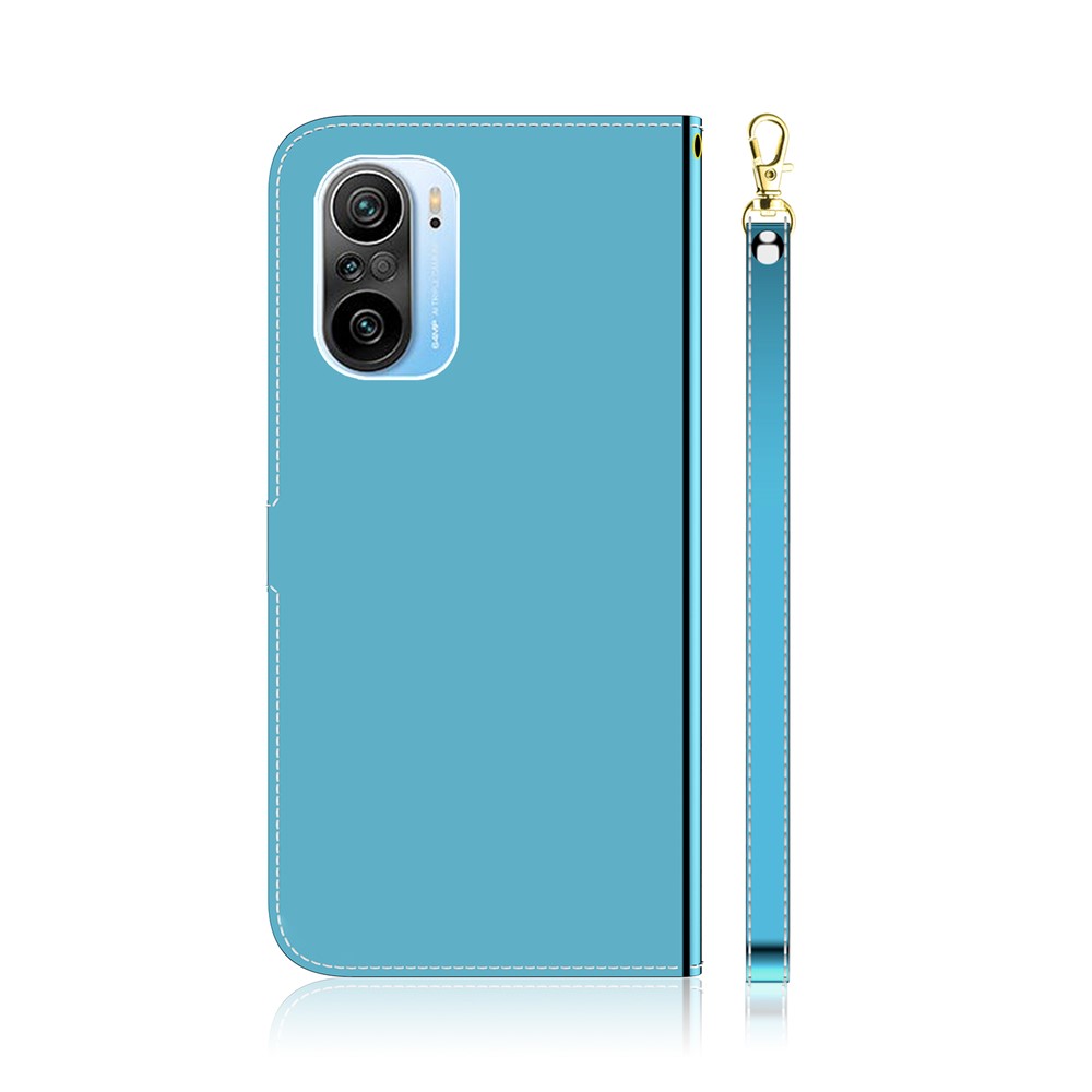 Mirror-like Surface Wallet Stand Leather Case for Xiaomi Redmi K40 / Redmi K40 Pro / Redmi K40 Pro+ / Mi 11i / Poco F3 - Blue-8
