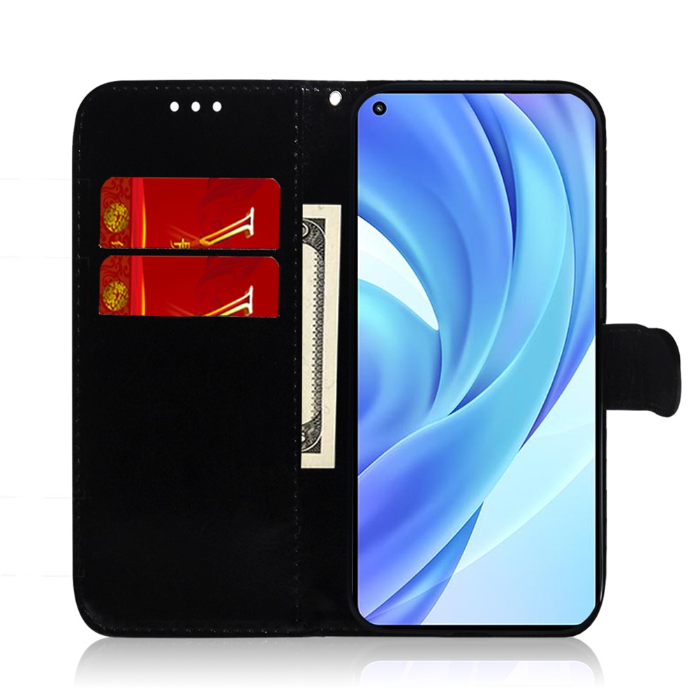 Mirror-like Surface Wallet Stand Leather Case for Xiaomi Mi 11 Lite 4G/5G - Cyan-7