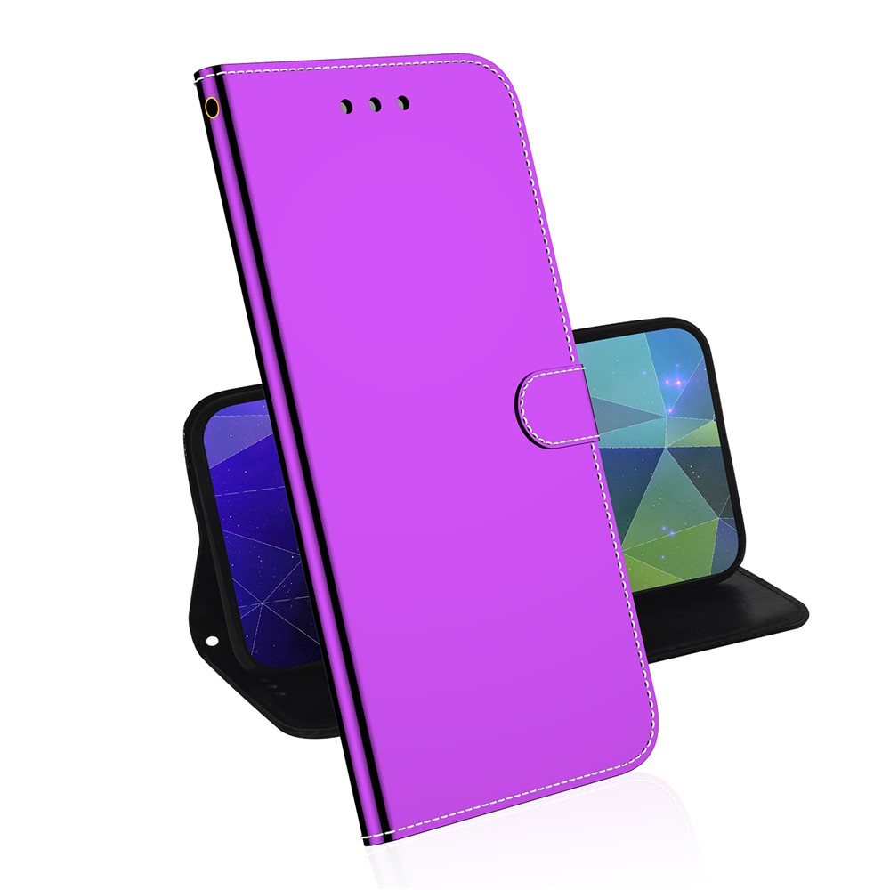 Mirror-like Surface Wallet Stand Leather Case for Xiaomi Mi 11 Pro - Purple-5