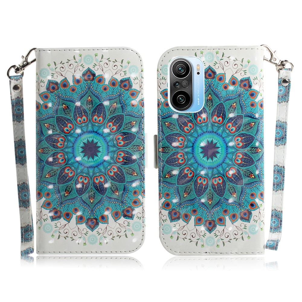 Étui De Téléphone De Portefeuille De Portefeuille De Portefeuille Pour Xiaomi Poco F3 / Mi 11i / REDMI K40 / K40 PRO / K40 PRO PLUS - Fleur De Mandala-1