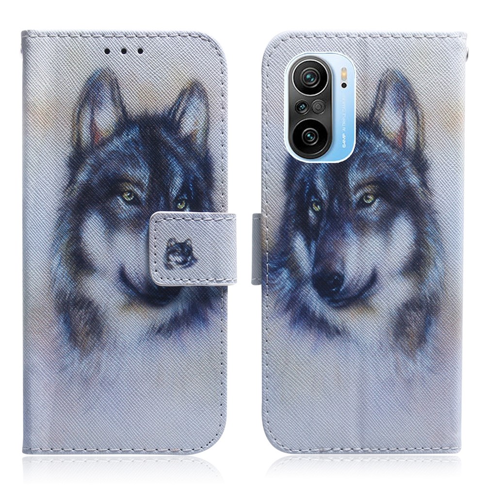 Pattern Printing Wallet Stand Leather Phone Case for Xiaomi Poco F3/Mi 11i/Redmi K40/K40 Pro/K40 Pro Plus - Wolf-1
