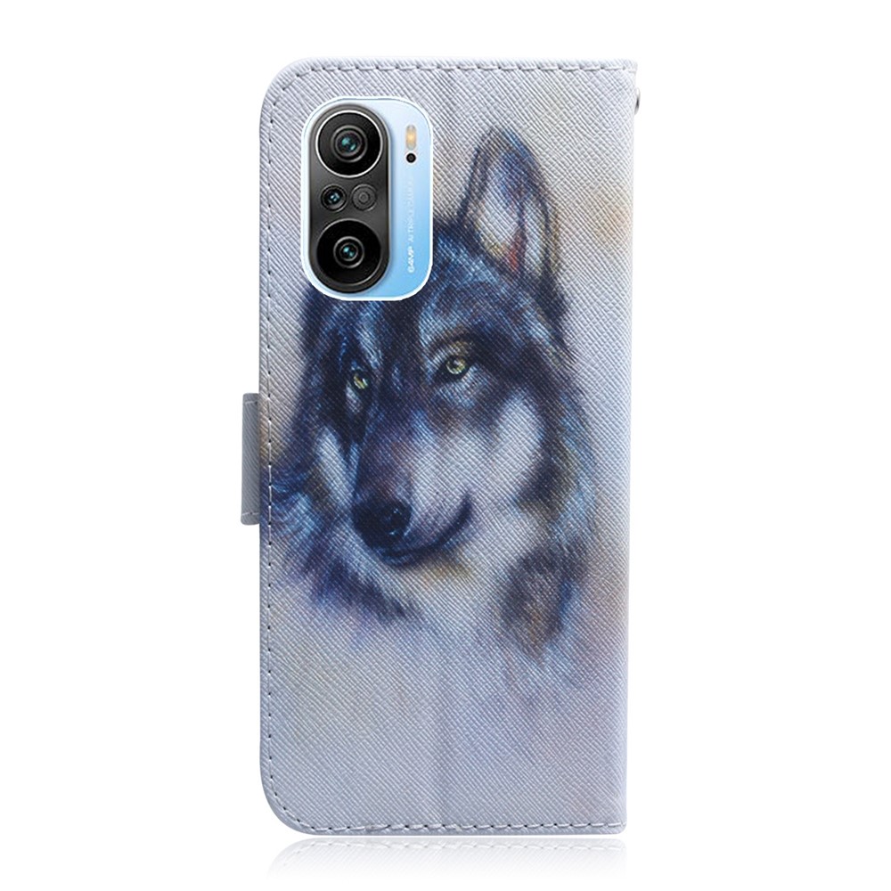 Pattern Printing Wallet Stand Leather Phone Case for Xiaomi Poco F3/Mi 11i/Redmi K40/K40 Pro/K40 Pro Plus - Wolf-5