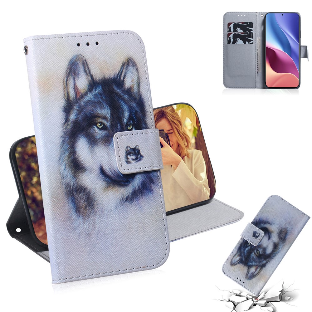 Pattern Printing Wallet Stand Leather Phone Case for Xiaomi Poco F3/Mi 11i/Redmi K40/K40 Pro/K40 Pro Plus - Wolf-8