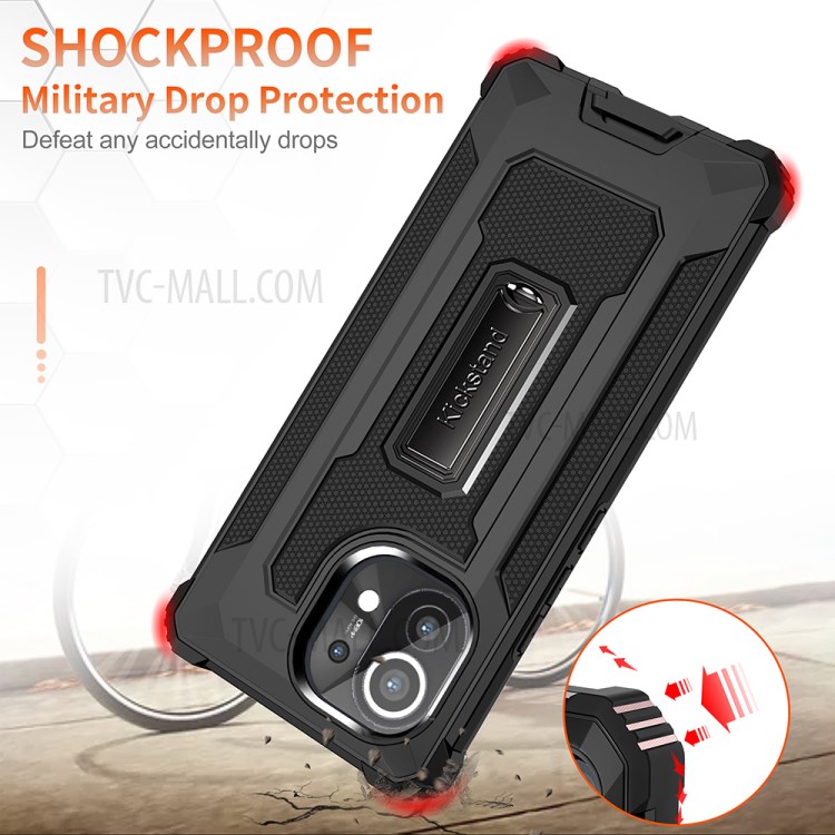 Jazz Series Shockproof Hybrid Phone Cover Back Case for Xiaomi Mi 11 - Black-4