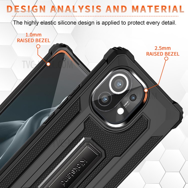 Jazz Series Shockproof Hybrid Phone Cover Back Case for Xiaomi Mi 11 - Black-6