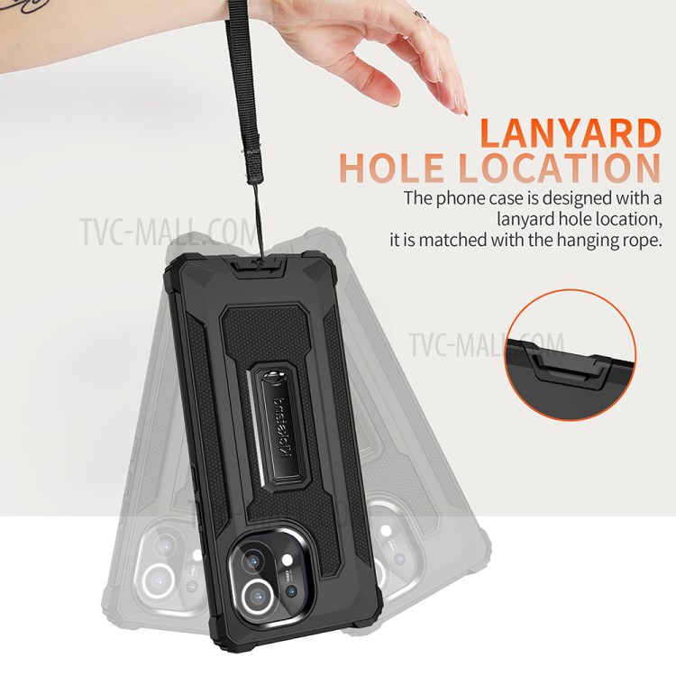 Jazz Series Shockproof Hybrid Phone Cover Back Case for Xiaomi Mi 11 - Black-7