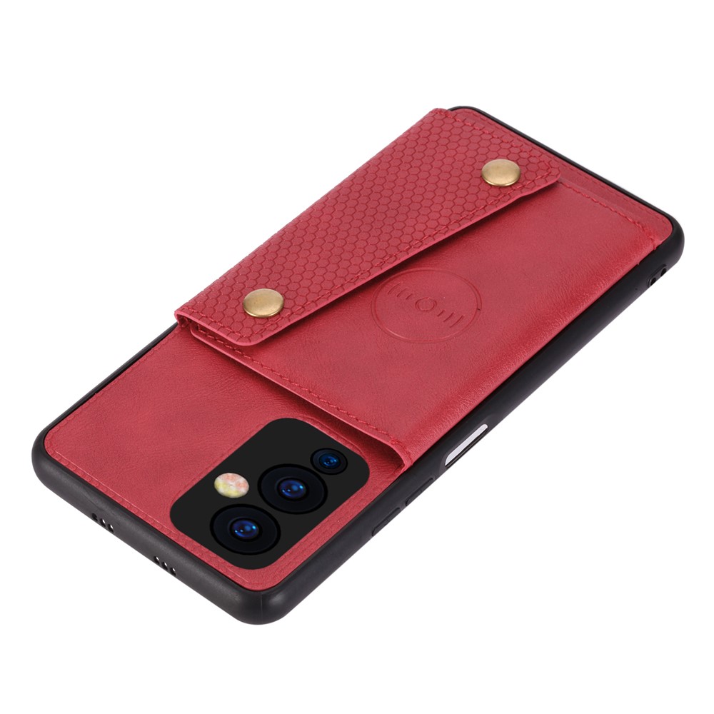 Built-in Magnetic Sheet Design PU Leather Coated TPU Shell Case with Card Slots Kickstand for Xiaomi Redmi K40/K40 Pro/Mi 11i/Poco F3 - Red-5