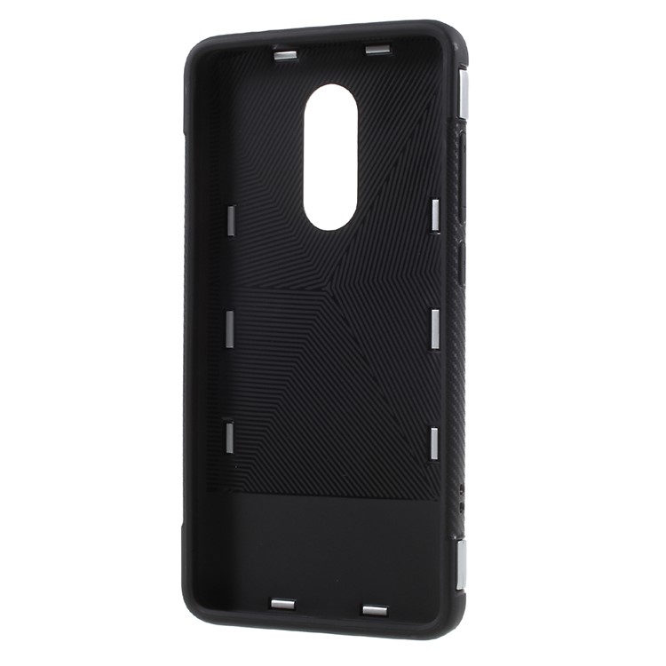 2-in-1 PC+TPU Carbon Fiber Texture Hybrid Kickstand Mobile Phone Accessory Case for Xiaomi Redmi Note 4X - Silver-3