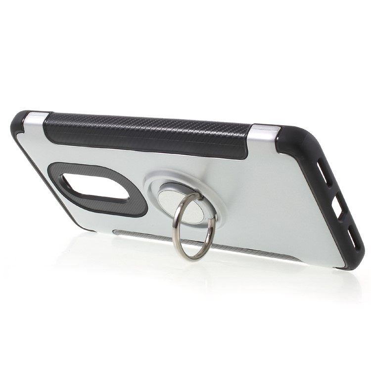 2-in-1 PC+TPU Carbon Fiber Texture Hybrid Kickstand Mobile Phone Accessory Case for Xiaomi Redmi Note 4X - Silver-4