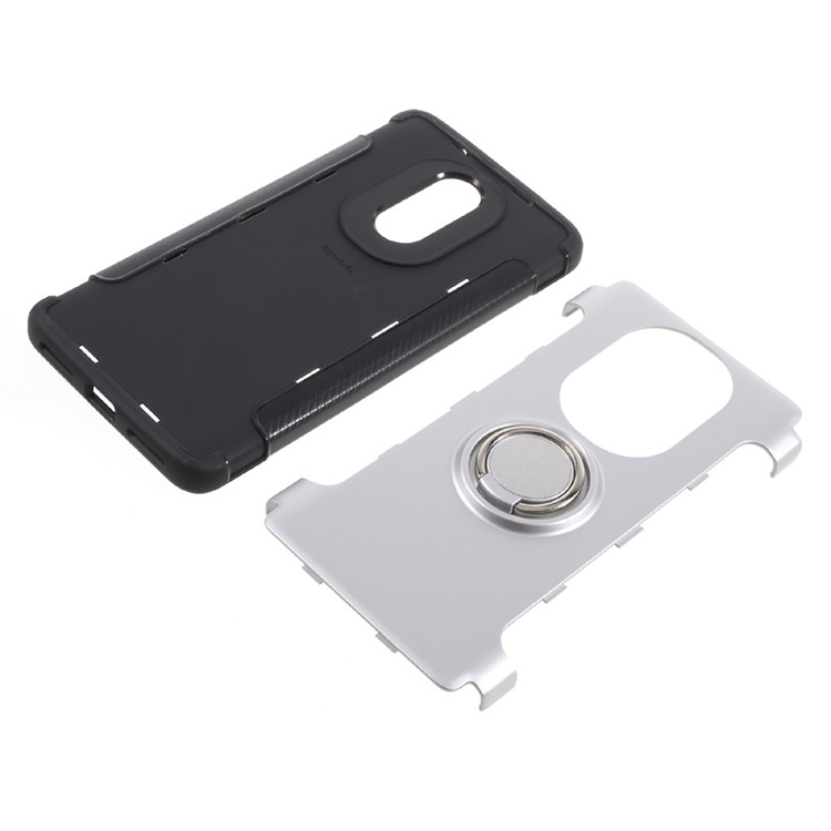 2-in-1 PC+TPU Carbon Fiber Texture Hybrid Kickstand Mobile Phone Accessory Case for Xiaomi Redmi Note 4X - Silver-5