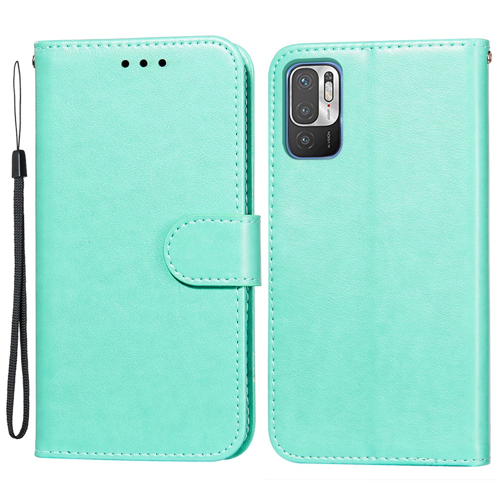 Dual-sided Magnetic Clasp Leather Wallet Stand Phone Case Shell for Xiaomi Redmi Note 10 5G - Green-1