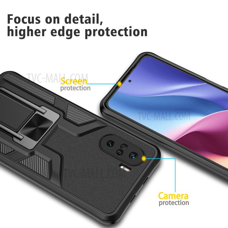 Quality PC + TPU Hybrid Kickstand Case Cover (Built-in Magnetic Metal Sheet) for Xiaomi Redmi K40 / Redmi K40 Pro / Poco F3 / Mi 11i - Black-2