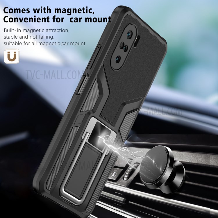 Quality PC + TPU Hybrid Kickstand Case Cover (Built-in Magnetic Metal Sheet) for Xiaomi Redmi K40 / Redmi K40 Pro / Poco F3 / Mi 11i - Black-4