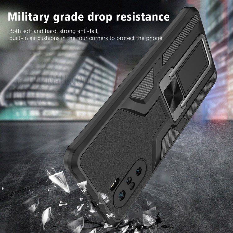 Quality PC + TPU Hybrid Kickstand Case Cover (Built-in Magnetic Metal Sheet) for Xiaomi Redmi K40 / Redmi K40 Pro / Poco F3 / Mi 11i - Black-5