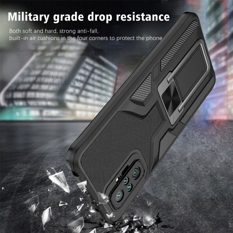 Quality PC + TPU Hybrid Kickstand Case Cover (Built-in Magnetic Metal Sheet) for Xiaomi Redmi Note 10 Pro - Black-5